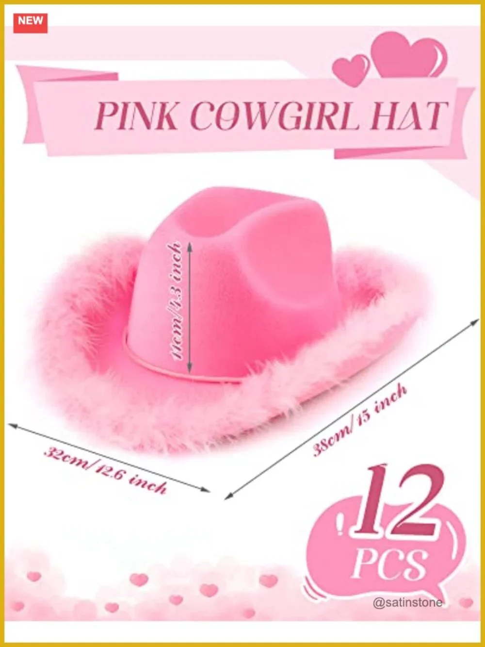 12 Pcs Felt Cowgirl Hats with Feather Trim for Western Party